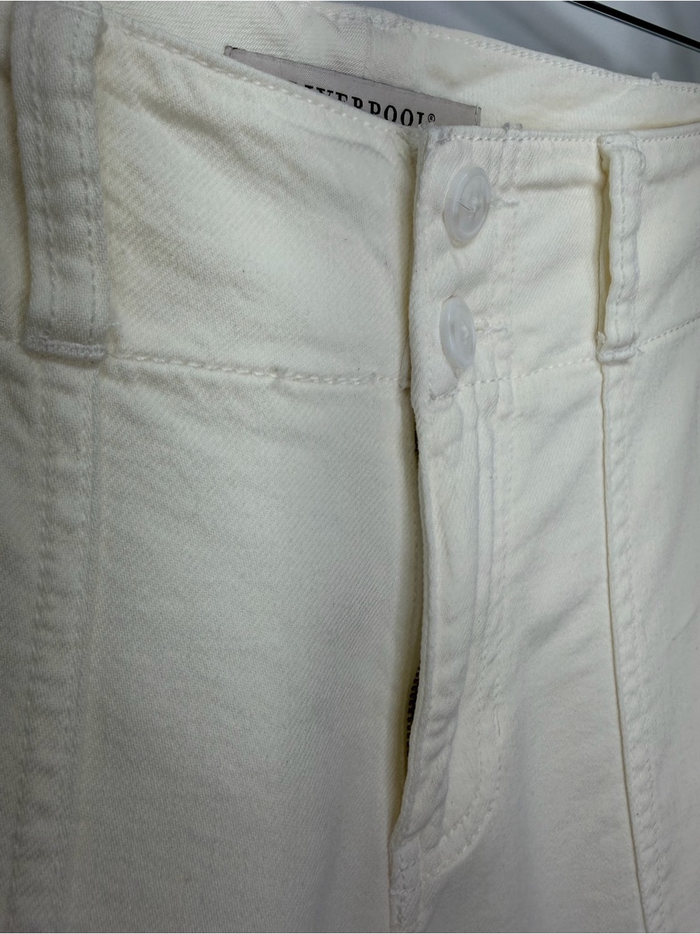 Liverpool Los Angeles Hannah Flare Cream Wide Leg Pants Size 10/30 Lyocell Blend - Picture 6 of 13